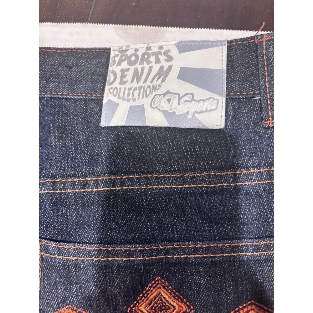 Vintage U T Sports Collections Baggy‎ Jean Shorts Y2K Embroidered Back Pockets